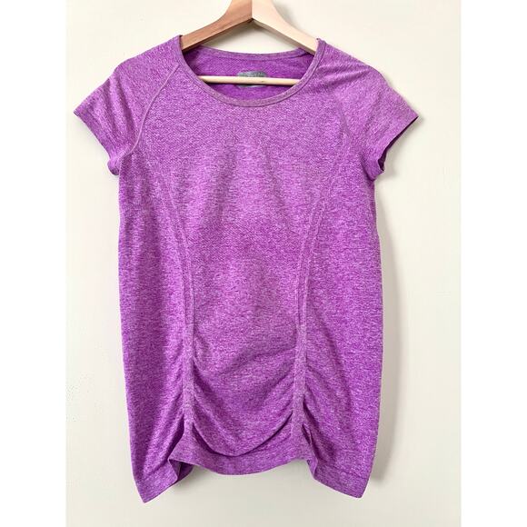 Athleta Fastest Track Tee Scrunched Orchid Women's Blouse Top Shirt Medium Run - Picture 1 of 3